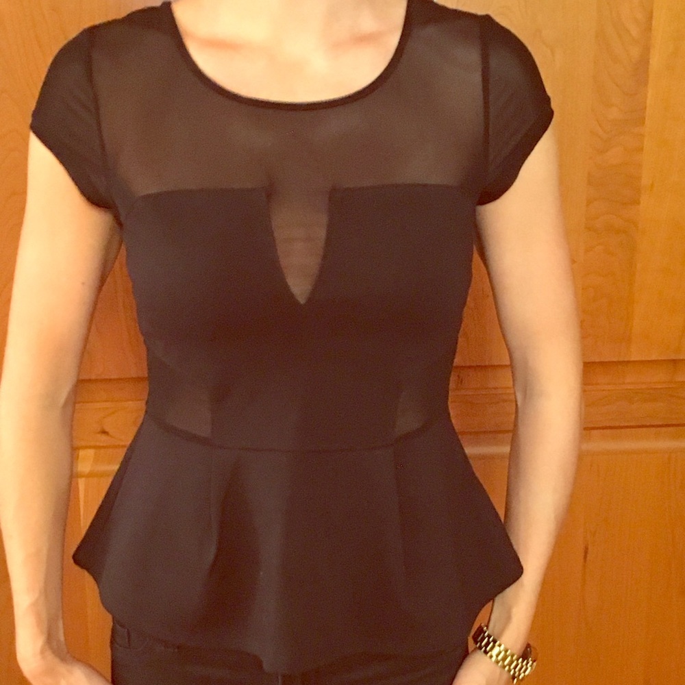 Black Mesh Fitted T-Shirt From Urban Outfitters
